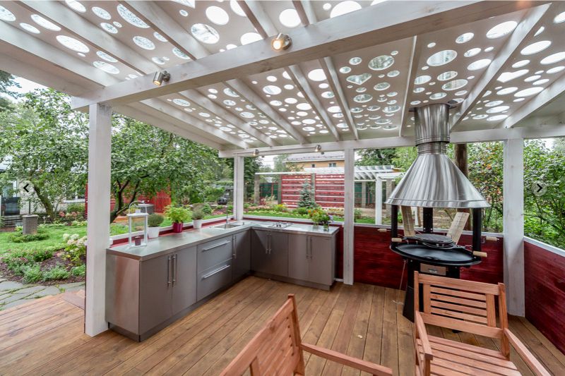 Bucătărie terasă cu set din oțel inoxidabil