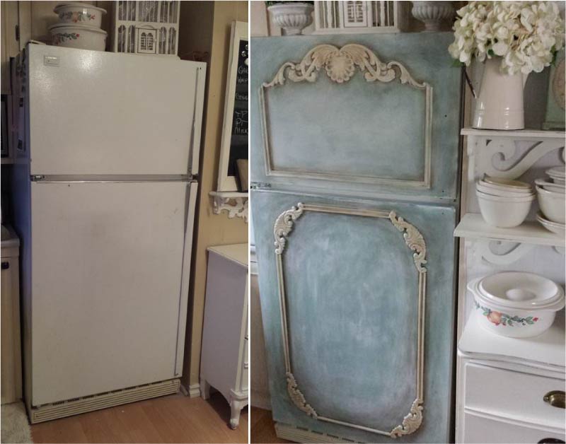 Indretning af køleskab før og efter