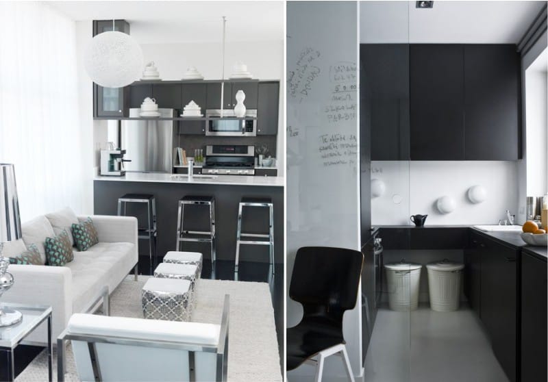Nykyaikainen musta keittiö ja minimalismi