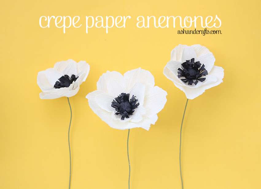 bijele anemone od valovitog papira