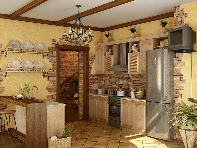 Kauniisti sisustetut keittiön seinät ovat hyvä tausta sisustukseen.