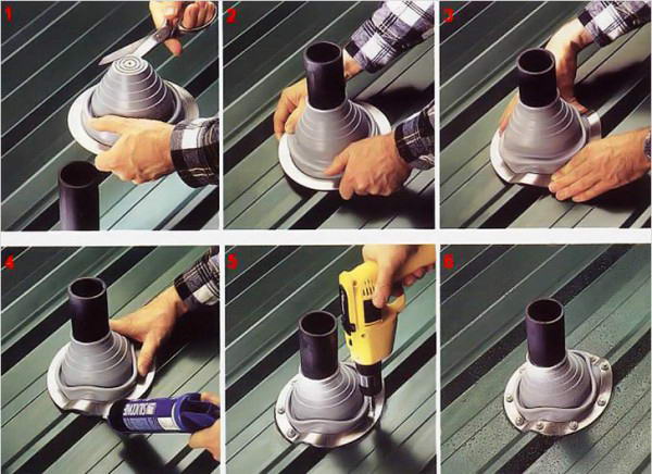 Pose de mastic silicone pour imperméabiliser la connexion entre le carton ondulé et le tuyau