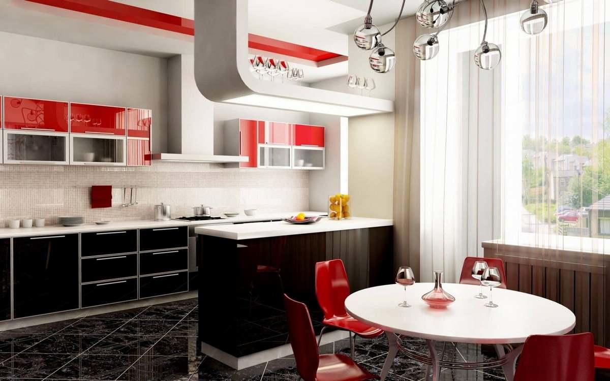 Om du gillar klassisk stil är ett kök i vita, svarta och röda toner den perfekta lösningen för dig.