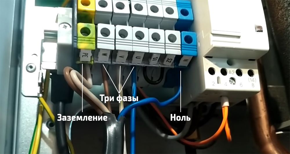 Conexão elétrica de uma caldeira elétrica trifásica