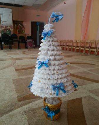 Idee su come realizzare un albero di Natale con dischetti di cotone. Master Class