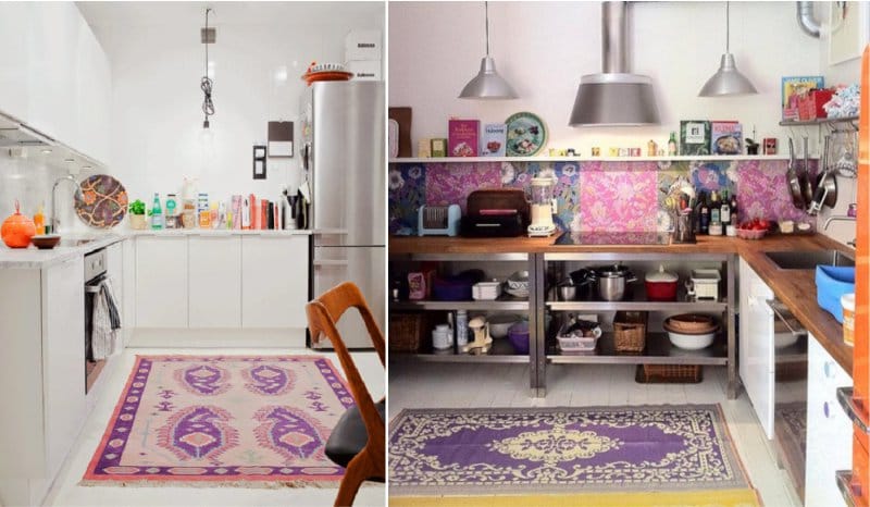 Violetti matto keittiön sisätiloissa