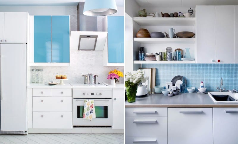 Valkoinen ja sininen keittiö