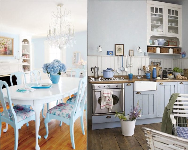 Sininen keittiö englantilaisen mökin ja Provencen tyyliin