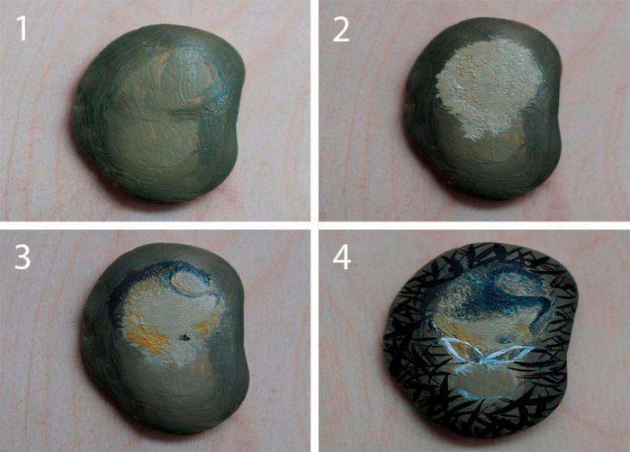 pintura de pedras com foto de tintas acrílicas