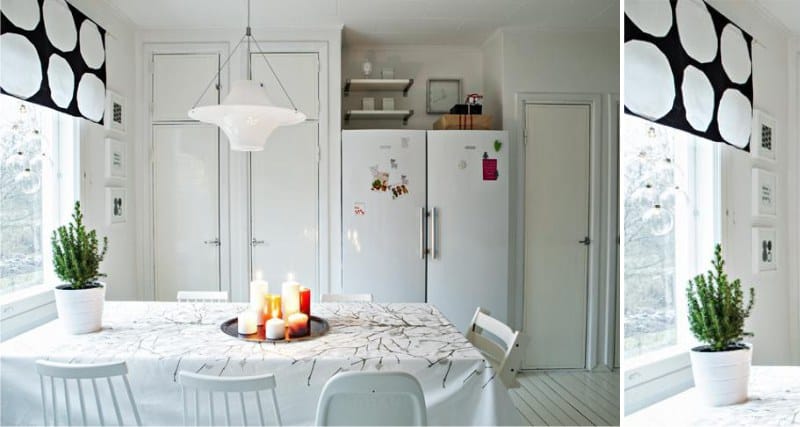 Perdele scurte în bucătărie în stil scandinav