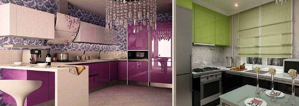 Kulma -keittiössä voit kiinnittää kirkkaan taustakuvan: kahden kohtisuoran seinän ja muun huoneen väliin luodaan valtava kontrasti