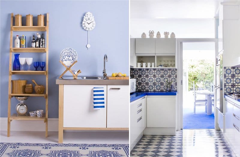Λευκή και μπλε κουζίνα μεσογειακού στιλ