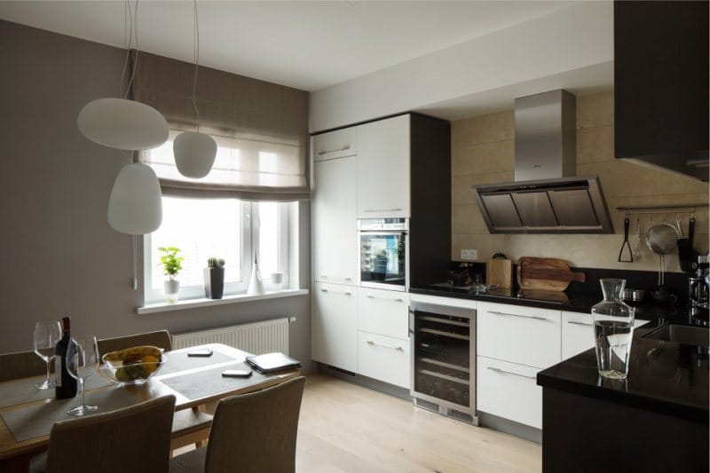 Väggar i det inre av köket i stil med minimalism