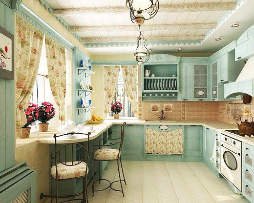 Om ditt kök är litet är det en utmärkt lösning att använda Provence -stilen.