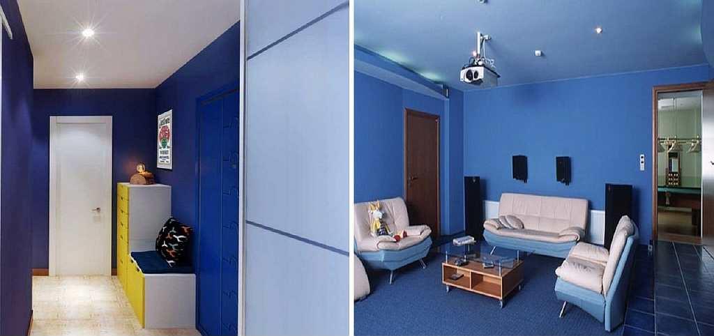 Voit suurentaa huonetta visuaalisesti paitsi banaalin valkoisen taustakuvan avulla: sinisellä värillä on myös laajenevia ominaisuuksia.