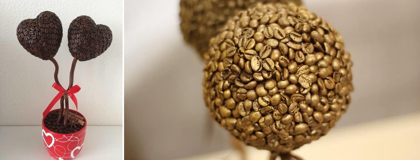 Topiarul din boabe de cafea poate fi plasat în bucătărie și se bucură de aroma cafelei nu numai dimineața
