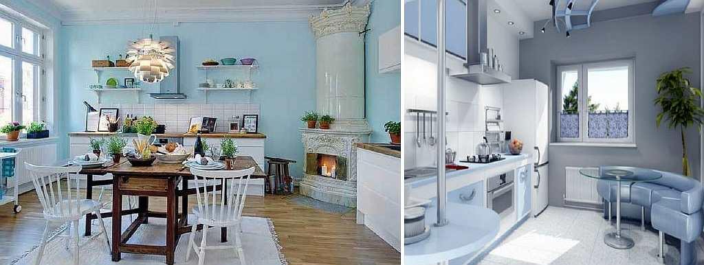 Kuten tiedät, keittiö on talon pienin huone. Voit suurentaa keittiötä visuaalisesti sinisellä tai vaaleansinisellä taustakuvalla.