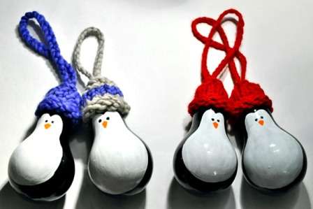 Pinguini carini, artigianato da lampadine a incandescenza