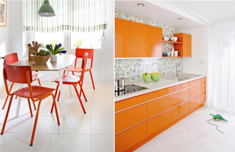 Zelená a oranžová v interiéri kuchyne