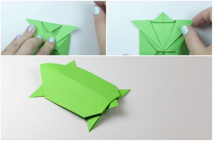 Tortue en origami : étapes de pliage 13-15