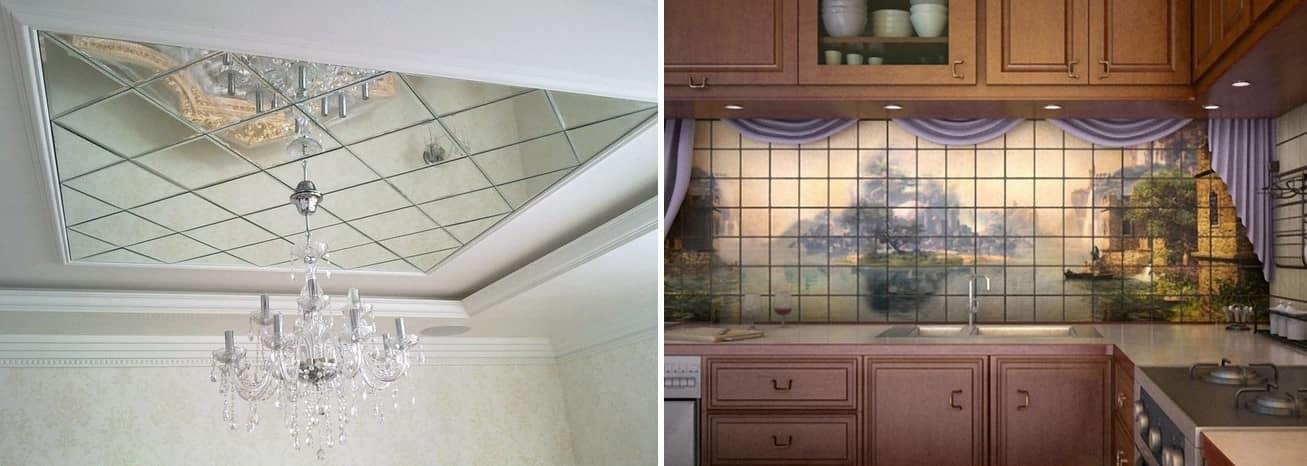 ניתן להשתמש בלוחות אריחי זכוכית הן במטבח והן בחדר בתקרה