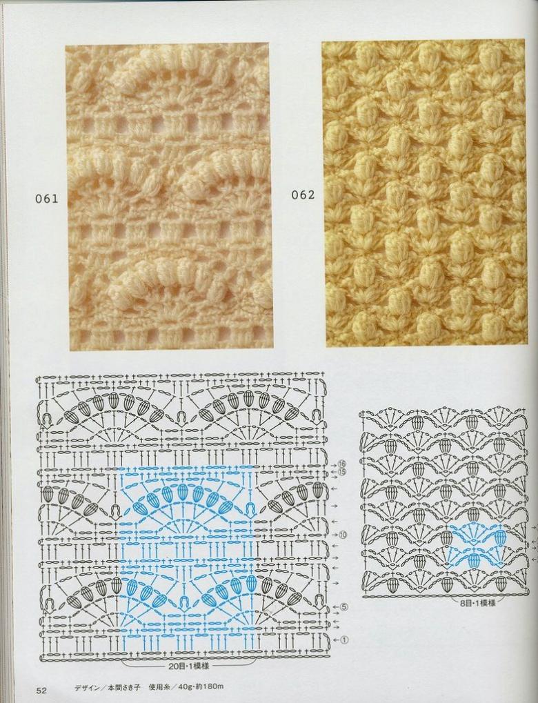Schemi densi all'uncinetto o a maglia con diagrammi e descrizioni