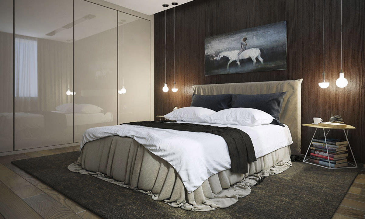 אופציה מצוינת לחדר שינה תהיה ארון בגדים יפהפה עם משטח מבריק.