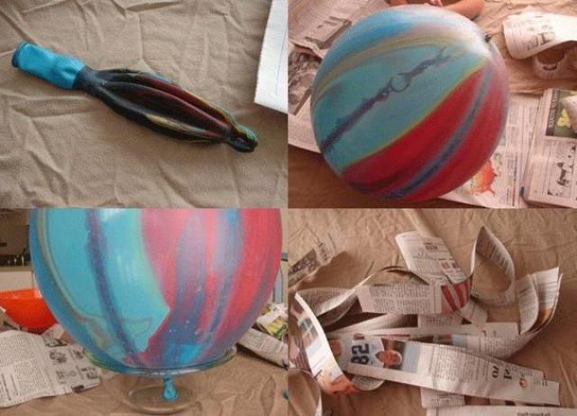 Étapes de travail sur la fabrication d'un globe en papier mâché: