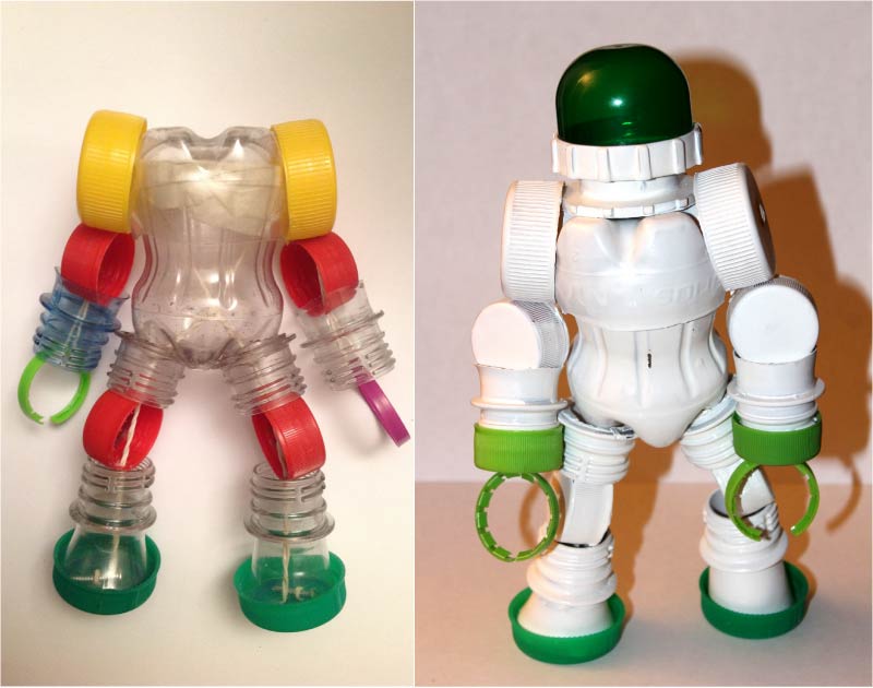 Kosmonaut lavet af plasthætter