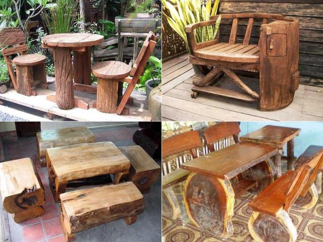 Le bois flotté et le chanvre peuvent décorer les meubles de campagne de manière originale.