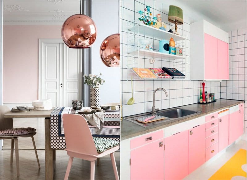 Culoare roz în interiorul bucătăriei