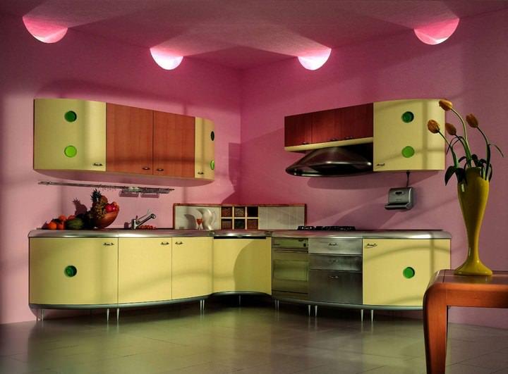 O combinație neobișnuită de nuanțe și culori familiare poate fi o soluție elegantă pentru o bucătărie de orice dimensiune.