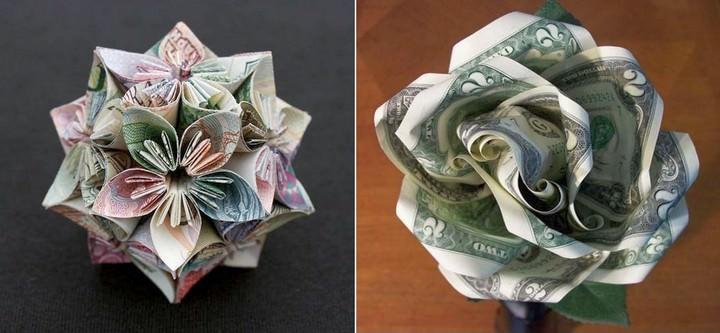 Kukka voidaan valmistaa puhtaasti origami -tekniikalla tai muulla tavalla.