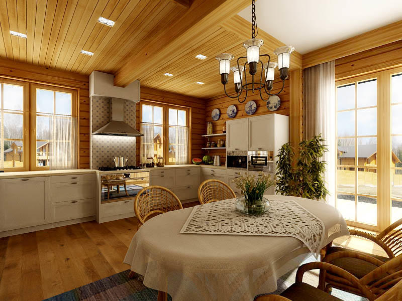 Cea mai comună opțiune pentru proiectarea unei bucătării-sufragerie este o opțiune combinată.