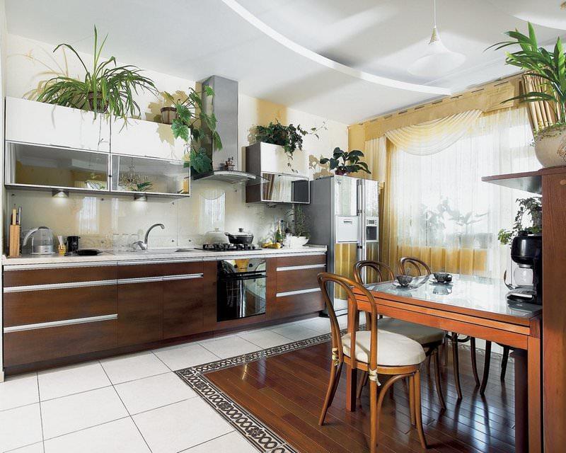 Plantele de apartament pot fi așezate pe modulele superioare ale unității de bucătărie