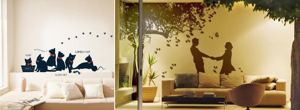Dekor so svetlými samolepkami na stenu sa odporúča z hľadiska dobrého odpočinku, relaxácie a prospechu pre psychický stav človeka