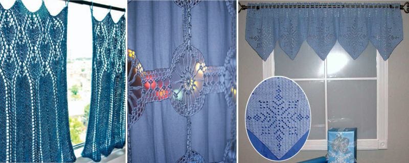 Blå och ljusblå gardiner i Provence -stil