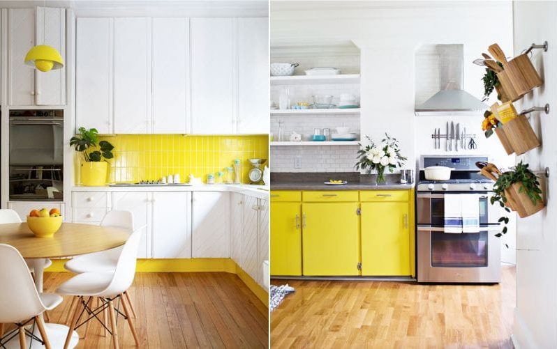 Bucătărie galbenă și albă