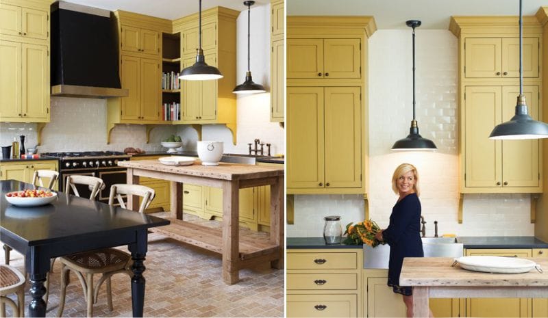 Bucătărie galbenă și albă în stil clasic